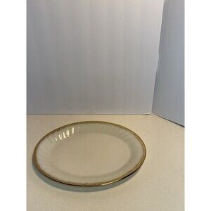 Vintage Fire-King Milk Glass Gold Rim Plate 9” Anchor Hocking Mid Century